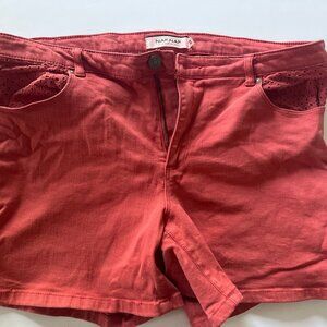 NAF NAF Paris Coral Cotton Denim Eyelet Shorts